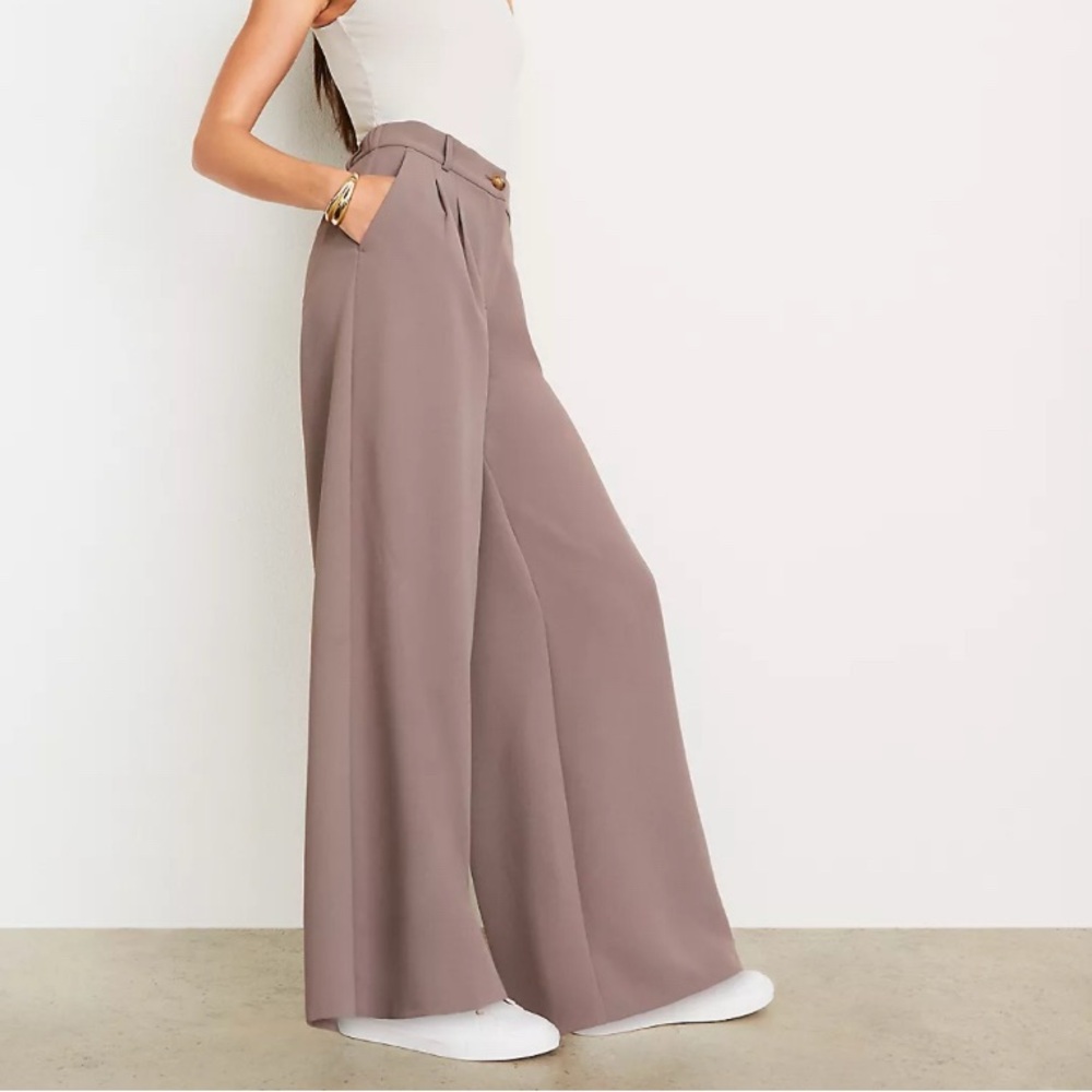 Loft Versa grey/brown wide leg palazzo style trousers. Size 16.